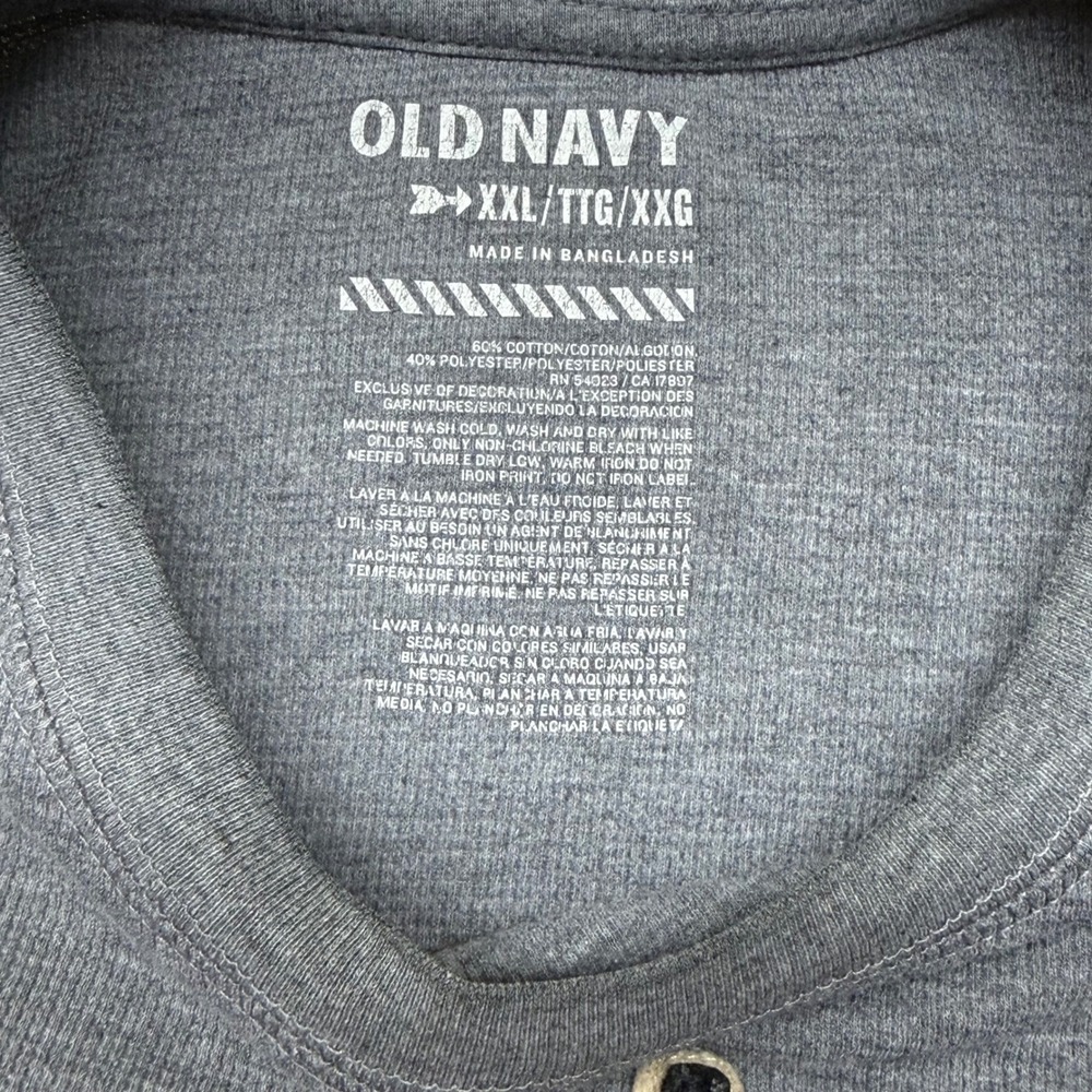 Old Navy Mens XXL Long Sleeve Dept of Athletics Graphic Waffle Tee Gray 1994 - Picture 8 of 9